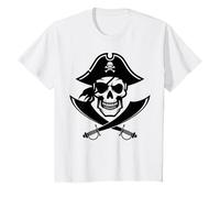 Pirate Skull, For Boys or Girls. Kids Black Pirate on Red T-Shirt
