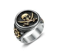 Pirate tête de mort bague en acier inoxydable hommes bijoux de mode grande taille rétro index Europe et Amérique