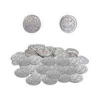 Pirate Treasure Hunt C-oins Toys - 100 Pièces Plasti-c Gold Coin D'accessoires, Pièces De Jeu De Fête De Fête Transfrontalières, Fausses Pièces Toys for Toys Cosplay - Silver CROS-s