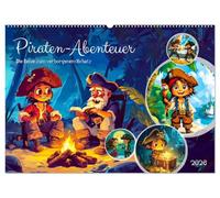 Piraten-Abenteuer - Die Reise zum verborgenen Schatz (Wandkalender 2026 DIN A2 quer), CALVENDO Monatskalender: Eine fantastische Reise zu geheimen Inseln und vergessenen Schätzen