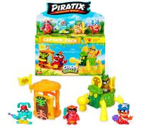 PIRATIX ADVENTURE WORLD Crazy Jungle Collection - Pack Capitaine Louie: 4 Piratix, 1 Capitaine doré, 4 Accessoires néon, 1 Cage, 1 Canon, 2 trésors néon, 2 Drapeaux néon. Pack 2 sur 6