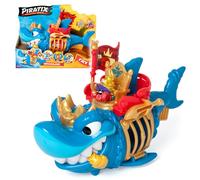 PIRATIX ADVENTURE WORLD King Shark - Requin articulé avec Cage pour capturer Les Piratix rivaux - Comprend 1 Requin, 1 trésor Exclusif, 1 Piratix Exclusif et 1 Accessoire, 8431618030417