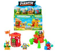 PIRATIX ADVENTURE WORLD Série Crazy Jungle, Captain Pack Black Silk - Comprend 4 Piratix, 1 Capitaine doré, 4 Accessoires néon, 1 Cage, 1 Canon, 2 trésors exclusifs, 2 Drapeaux néon. Pack 1/6