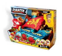 PIRATIX Dragon Ship - Bateau Dragon Piratix Tout Terrain 3 en 1 : Terre, Mer et Air Contient 1 Bateau Dragon, 1 Piratix Exclusif, 1 Trésor Exclusif, 1 Drapeau et 1 Projectile