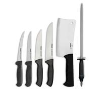 Pirge Couteau de boucher Set 6 Lots Couteau de boucher - Couteau à viande - Couteau à hacher - Excellent tranchant Couteau à désosser - Fusil à aiguiser