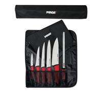 Pirge Duo Set de Couteaux de Cuisine Professionnel 7 Pièces - Chef, Désosser, Viande, Fromage, Légumes - Avec Sac Rouleau et Acier à Aiguiser