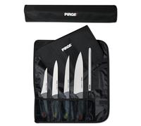 Pirge Gastro Set de Couteaux de Cuisine Professionnel 6 Pièces - Chef, Viande, Désosser, Fromage - Acier à Aiguiser - Avec Sac Rouleau