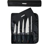 PİRGE Gastro Set de couteaux professionnels avec sac 6 pièces - manche avec insert de couleur - Set de couteaux de chef professionnel - Set de couteaux de cuisine professionnels en acier inoxydable -