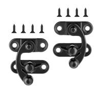 Piriuuo Hasp Lot de 2 fermoirs rétro 3,2 x 2,8 cm Petit loquet antique avec 8 vis Cadenas à fermeture rapide Crochet droit