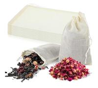 Piriuuo Lot de 10 sacs à épices - 15 x 10 cm - Avec cordon de serrage - Réutilisables - À remplir soi-même - En coton - Pour thé en vrac, café, épices, filtres