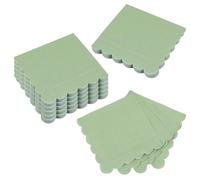 Piriuuo Lot de 100 serviettes cocktail jetables, 2 couches, 12x12 cm, ondulées, vert sauge, idéales pour décoration table dîner, mariage, fête prénatale, anniversaire