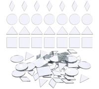 Piriuuo Lot de 120 petits miroirs pour travaux manuels, 4 formes pour travaux manuels, carreaux de mosaïque triangulaires, carrés, ronds, losanges, carreaux de verre de 2,5 cm pour boules disco