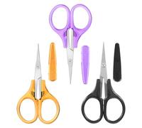 Piriuuo Lot de 3 petits ciseaux de voyage avec housse de protection, droits, en acier inoxydable, orange, noir, violet