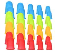 Piriuuo Lot de 40 embouts de doigts en caoutchouc pour bureau, 5 tailles, protège-doigts antidérapants en silicone réutilisables pour compter, coller, écrire, tâches de bureau en 4 couleurs