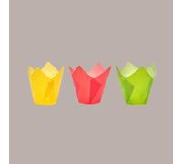 Pirottini Tulipe jetable en papier pour muffins, couleurs assorties, fond 50 mm H95 mm 300 pièces, Lucgel