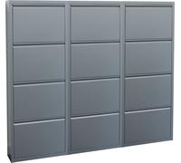 Pisa Armoire à chaussures à 12 rabats/portes en métal, gris. Livré entièrement monté.