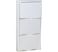 Pisa Armoire à chaussures à 3 rabats/portes en métal, blanc. Livré entièrement monté.