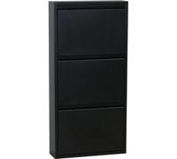 Pisa Armoire à chaussures à 3 rabats/portes en métal noir. Livré entièrement monté.