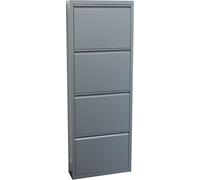 Pisa Armoire à chaussures à 4 rabats/portes en métal, gris. Livré entièrement monté.