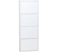 Pisa Armoire à chaussures à 4 rabats/portes métal, blanc. Livré entièrement monté.