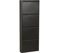 Pisa Armoire à chaussures à 4 rabats/portes métal noir.