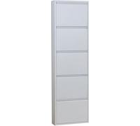 Pisa Armoire à chaussures à 5 rabats/portes en métal, blanc.
