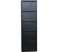 Pisa Armoire à chaussures à 5 rabats/portes en métal noir. Livré entièrement monté.