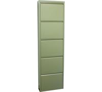 Pisa Armoire à chaussures à 5 rabats/portes en métal, vert. Livré entièrement monté.