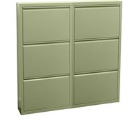 Pisa Armoire à chaussures à 6 rabats/portes en métal, vert. Livré entièrement monté.
