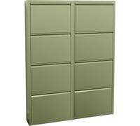 Pisa Armoire à chaussures à 8 rabats/portes en métal, vert. Livré entièrement monté.