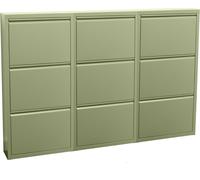 Pisa Armoire à chaussures à 9 rabats/portes en métal, vert. Livré entièrement monté.