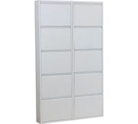 Pisa Armoire à chaussures avec 10 casiers/portes en métal blanc. Livrée entièrement montée.