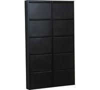 Pisa Armoire à chaussures avec 10 casiers/portes en métal noir. Livrée entièrement montée.
