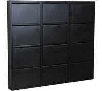 Pisa Armoire à chaussures avec 12 casiers/portes en métal noir. Livrée entièrement montée.