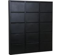 Pisa Armoire à chaussures avec 15 casiers/portes en métal noir. Livrée entièrement montée.