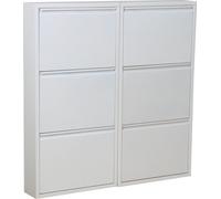 Pisa Armoire à chaussures avec 6 casiers/portes en métal, blanc. Livrée entièrement montée.