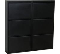 Pisa Armoire à chaussures avec 6 casiers/portes en métal noir. Livrée entièrement montée.