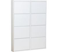 Pisa Armoire à chaussures avec 8 casiers/portes en métal blanc. Livrée entièrement montée.