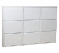 Pisa Armoire à chaussures avec 9 casiers/portes en métal, blanc. Livrée entièrement montée.