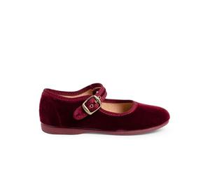 Pisamonas Chaussures Babies Fille en Velours Fermeture À Boucle Taille 23 Couleur Bordeaux