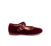 Chaussures babies fille en velours fermeture à boucle bordeaux 24