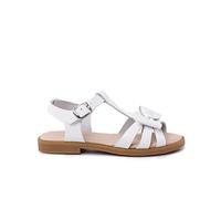 Pisamonas Sandale en Cuir pour Fille avec Fermeture À Boucle Taille 24 Couleur Blanc
