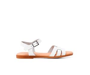 Pisamonas Sandales Pelle Romaine en Cuir pour Femme Et Fille Taille 36 Couleur Blanc