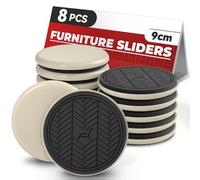 PISAO Patin Glisseur Plastique pour Meuble Lourd,Beige Rond 8 Pièces - 9cm