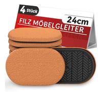PISAO Patin Glisseur pour Meuble Lourd,Marron Ovale 4 pcs - 24cm × 14.5cm