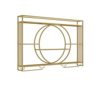 Pisc à vin Mural Moderne avec lumière de Rangement à LED étagères de Rangement de Barre Un unité de Bouteille d'alcool étagère avec Porte-Verre Suspendu pour la Cuisine du Salon Maison Cafe Gold