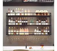 Pisc à vin Mural Rustique avec Porte-étapes étagères en métal étagère avec Porte-Verre en Verre Suspendu étagère Affichage étagère de Rangement de vins en Fer pour décoration de Cuisine à la Maison