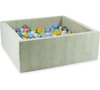 Piscine à balles 110x110x40 velouté menthe claire - Avec 600 balles / blanc, argent, rose poudré, jaune, bleu bébé