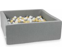 Piscine à balles 110x110x40cm gris - Avec 600 balles / blanc, gris, beige