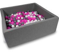Piscine à balles 110x110x40cm gris - Avec 600 balles / blanc, gris, rose